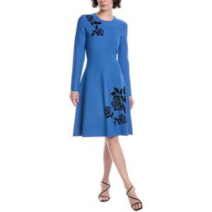 Lela Rose Womens Jacquard A-Line Dress, Blue